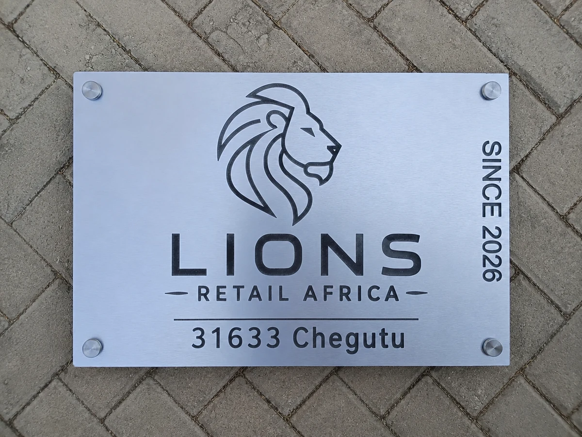 Lions Retail Africa company plaque made by H&S Signs