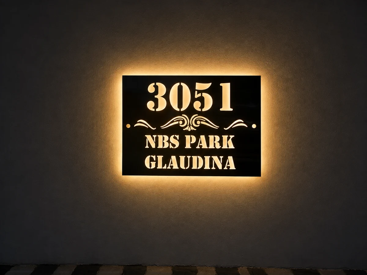 Illuminated house number made by H&S Signs